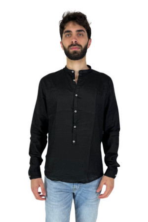 Philotinto camicia serafino con colletto coreano in lino 24s04ca-linenpd [584aa946]