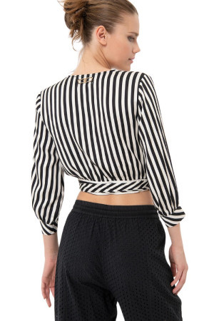 Fracomina blusa cropped ad incrocio a righe fj24st1002w413n8 [7fceee34]