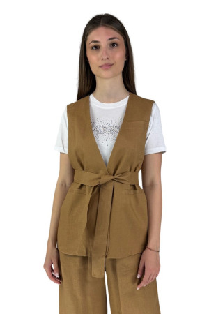 Markup gilet in lino con fusciacca mw666111 [b54562a4]