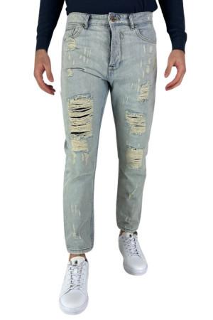 Urban Ring jeans cropped in denim di cotone con rotture ur615010 [f6027706]