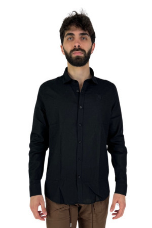 Urban Ring camicia manica lunga in lino con logo ricamato ur613003 [b93ba9fd]