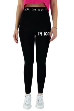 Icon leggings in cotone stretch con stampa logo id8115l [b3653016]