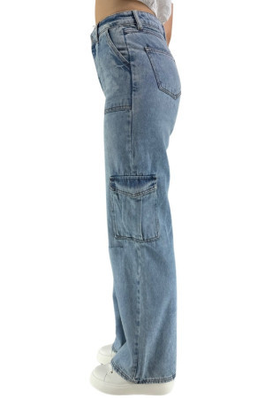 XT Studio jeans flare cargo in denim con lavaggio chiaro x124svc009d41901 [e1322f3a]
