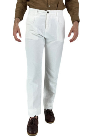 Four.ten Industry pantalone con pences in lino e cotone t9132-124069 [6addde2e]