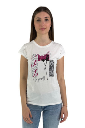 Maidoma t-shirt con stampa frontale con strass e paillettes pe24f520/ma8211 [05b655fd]