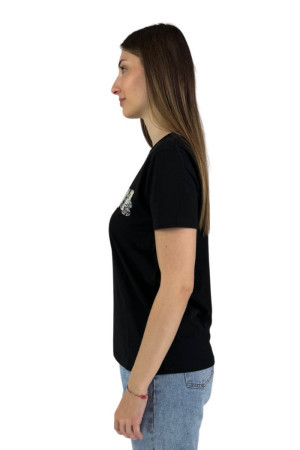 Influencer t-shirt in jersey stretch con strass e catenella logo 01ab060 [df16f457]