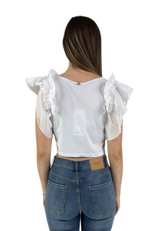 Markup t-shirt cropped in cotone con rouches mw661015 [07489bcb]