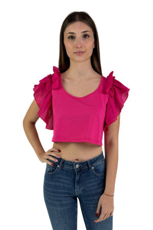 Markup t-shirt cropped in cotone con rouches mw661015 [5ff9e54e]