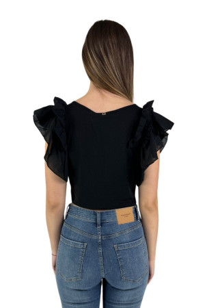 Markup t-shirt cropped in cotone con rouches mw661015 [2c4a2347]