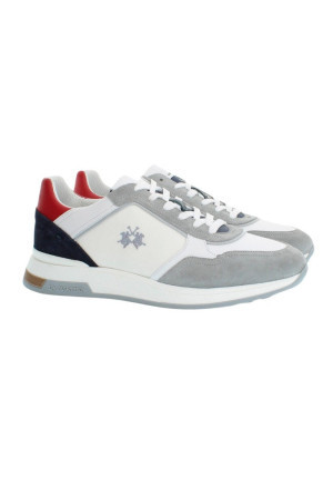 La Martina sneaker in tela e camoscio con logo ricamato lfm241.061.4070 [5c14bc06]