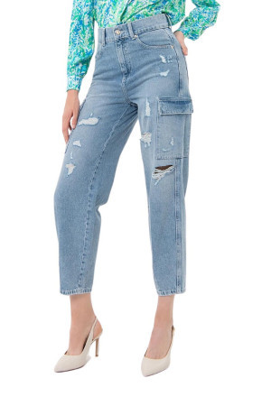 Fracomina jeans cargo in denim con lavaggio destroyed fr24svc005d419o1 [276f45a1]