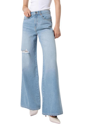Fracomina jeans wide leg con lavaggio chiaro bleached Eva 2 fp24sv3015d41903 [791c3121]