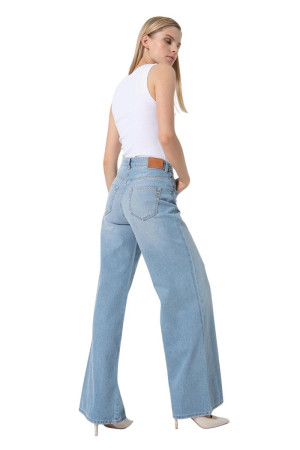 Fracomina jeans wide leg con lavaggio chiaro bleached Eva 2 fp24sv3015d41903 [a03a722c]