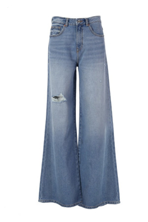 Fracomina jeans wide leg con lavaggio chiaro bleached Eva 2 fp24sv3015d41903 [7c4c763f]