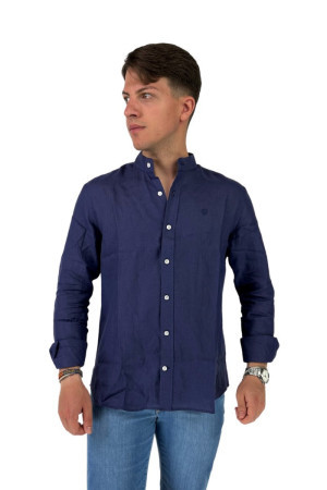 North Sails camicia coreana in lino con logo ricamato 664116 [e5fd057a]