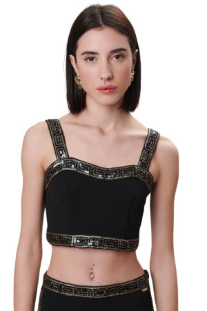 Influencer top cropped con strass 01x449 [6ee97119]