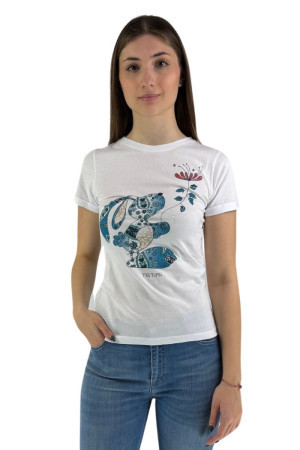 Tee Time t-shirt con stampa frontale e strass e24-51211 [cfdc7cd8]