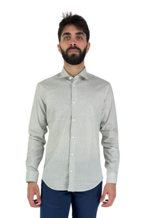 Luca Bertelli camicia in microfantasia con collo francese c31604 [f6c4bba6]