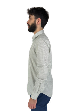 Luca Bertelli camicia in microfantasia con collo francese c31604 [f6c4bba6]