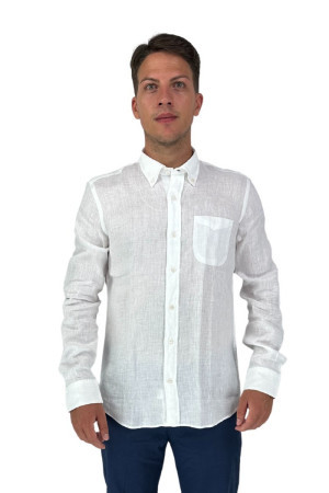 Frarica camicia botton down in lino con taschino bdbus21l0-470m [2d403145]