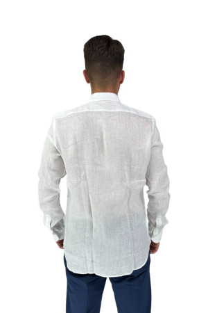 Frarica camicia botton down in lino con taschino bdbus21l0-470m [437bb34c]