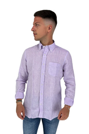 Frarica camicia botton down in lino con taschino bdbus21l0-470m [68468daa]