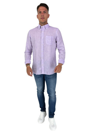 Frarica camicia botton down in lino con taschino bdbus21l0-470m [032d48bd]