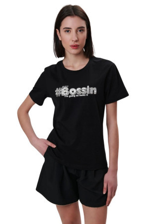 Influencer t-shirt in jersey stretch con stampa ed applicazioni 01g0101 [66591eb1]