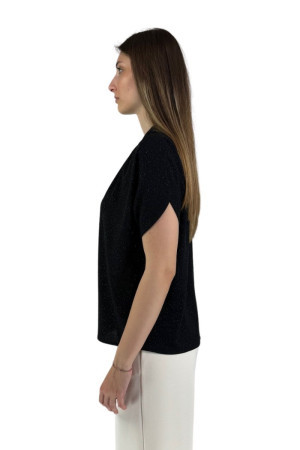 Maidoma blusa girocollo con trama in lurex pe24f527/bl1999 [68674e7c]