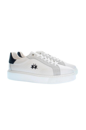 La Martina sneaker in tela e pelle con logo ricamato lfm241.001.3110 [3fb4f2ed]