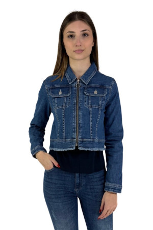 Markup giubbino corto in denim con chiusura a zip mw664015 [edfa8281]