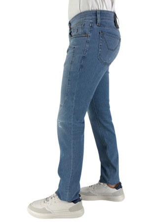 Jeckerson jeans con toppe in denim e rotture pe24juppa077john001 d017 [29d64834]