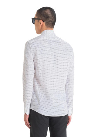 Antony Morato camicia slim in cotone a microfantasia Napoli mmsl00628-fa430612 [8873c0b8]