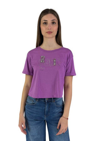 Markup t-shirt in jersey con stampa in strass e pietre mw661004 [43f58f02]