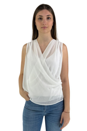 Markup top in georgette con incrocio frontale mk661602 [c21a100d]