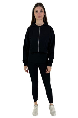 Pyrex felpa cropped full zip con cappuccio e logo ricamato 24epb44753 [f020dc66]