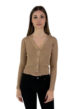 Markup cardigan in misto viscosa e lurex con bottoni gioiello mw660026 [d2d89ee9]