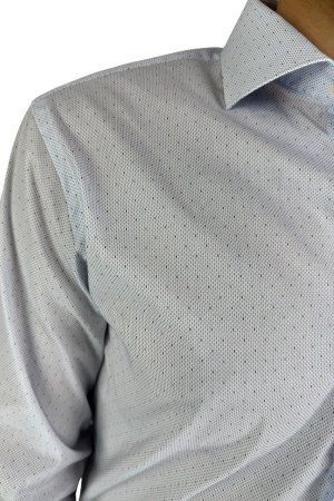 Brouback camicia in cotone con microfantasia luxury-slim387 c140 [2229907e]