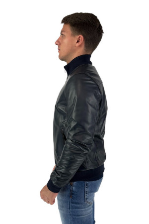 Luca Bertelli bomber in vera pelle con collo a lupetto Boston g9931 [b199bfa9]