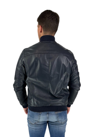 Luca Bertelli bomber in vera pelle con collo a lupetto Boston g9931 [06847ead]