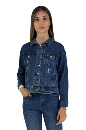 Influencer giubbino in denim con rotture d2027 [759746ec]