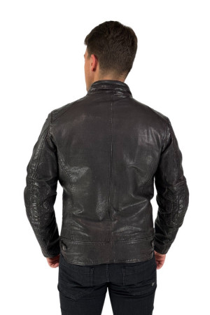 Milestone biker in vera pelle vintage con collo coreano Bruno 60310 11bruo [0daa626f]