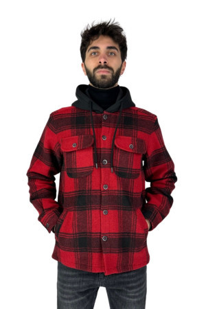 Guy giubbino camicia in flanella a quadri con cappuccio Alaska-2324 m47216 [203f8473]