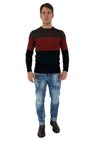 Datch maglia girocollo a fantasia in misto viscosa dm8554 [ca94225b]