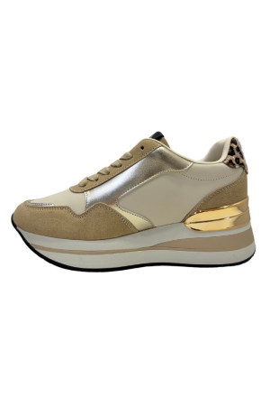 Gold & Gold sneaker multimateriale con logo in metallo gb890 [302b16f6]