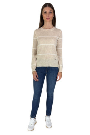 Lolita maglia girocollo a righe in misto cashmere lo25072w [43844c03]