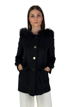 Fly Girl cappotto monopetto con cappuccio in ecopelliccia 6192/01 [2e8ba50e]