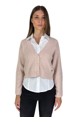 Lolita cardigan crop in misto viscosa a coste lo25042w [50e2a10f]