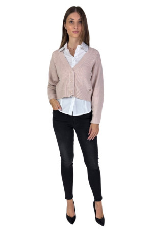 Lolita cardigan crop in misto viscosa a coste lo25042w [3b896418]