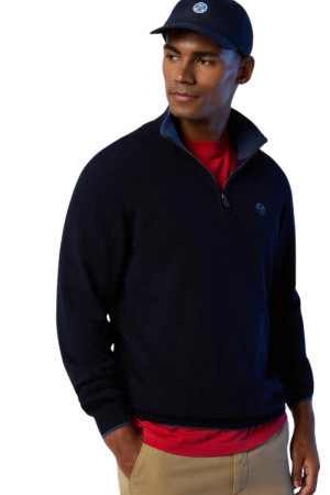 North Sails lupetto mezza zip in misto cashmere con logo ricamato 699861 [71a5ed74]